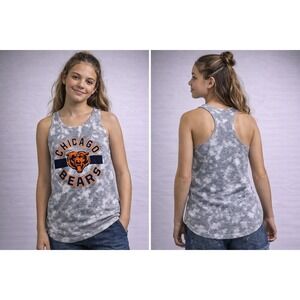 Chicago Bears NFL Youth Girls TankTop Tie Dye Gray Orange Racerback Junior M 7/9